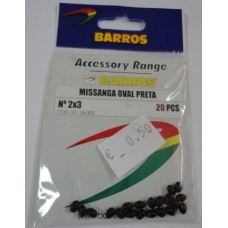 Missangas Oval Preta Nº2x3 20Pcs
